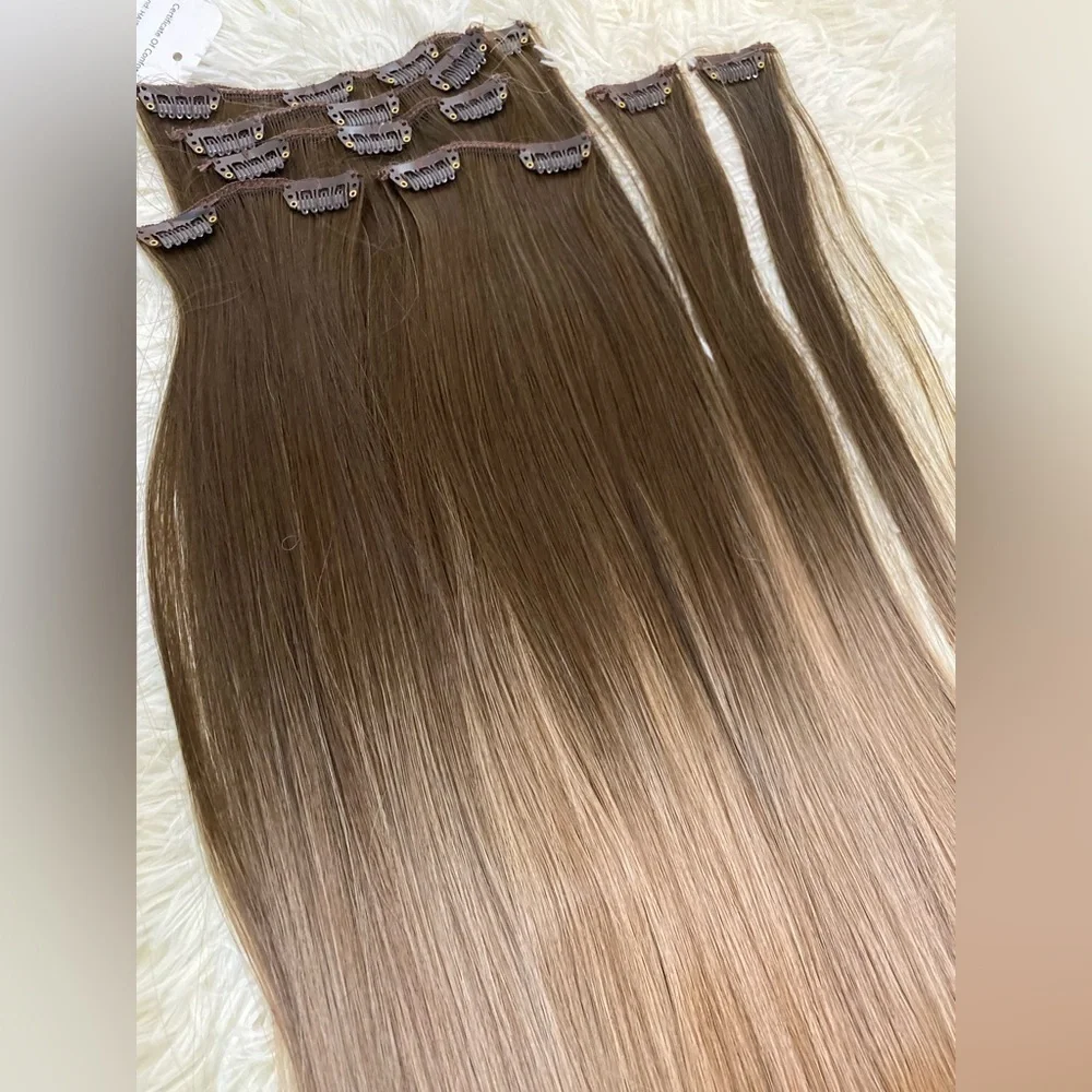 Human hair blend Clip in Balayage 22” Hair Extensions